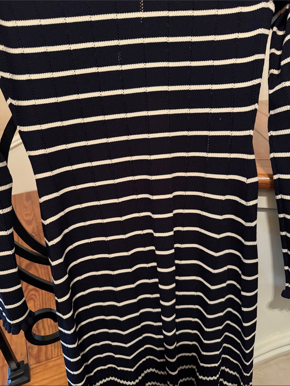 Chic Navy & White Striped Knit Gold Button-Front Dress by Cara Cara - Picture 11 of 11